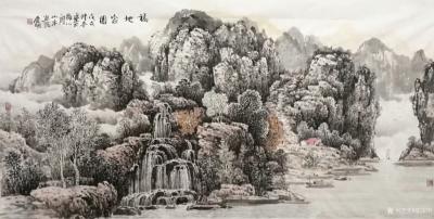 陈庆明日记-国画山水画一组，福地系列《家在青山绿水间》《福地家园》《双溪图》《溪至家门》《溪【图3】