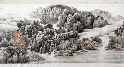 陈庆明日记-国画山水画一组，福地系列《家在青山绿水间》《福地家园》《双溪图》《溪至家门》《溪【图4】