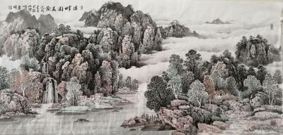 陈庆明日记-国画山水画一组，福地系列《家在青山绿水间》《福地家园》《双溪图》《溪至家门》《溪【图8】