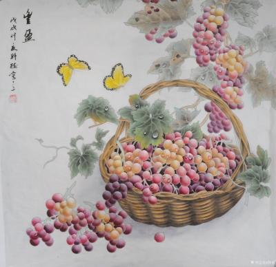韩梅日记-工笔花鸟画欣赏《神仙伴侣》，《丰盈》，《清趣》，尺寸60×60cm。喜欢可订制【图2】