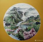 高勇利日志-国画山水画《春夏秋冬》，朋友定制的一套，50*50卡紙圓光。【图1】
