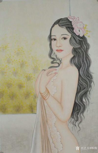 韩梅日记-新近完成的现代工笔人物画8幅，尺寸四尺三开，敬请欣赏。【图1】