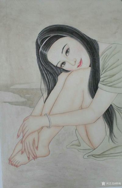 韩梅日记-新近完成的现代工笔人物画8幅，尺寸四尺三开，敬请欣赏。【图5】