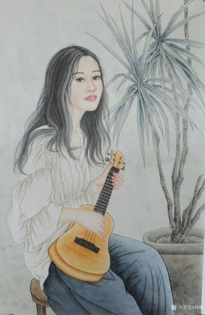 韩梅日记-新近完成的现代工笔人物画8幅，尺寸四尺三开，敬请欣赏。【图6】