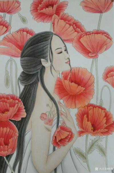 韩梅日记-新近完成的现代工笔人物画8幅，尺寸四尺三开，敬请欣赏。【图8】