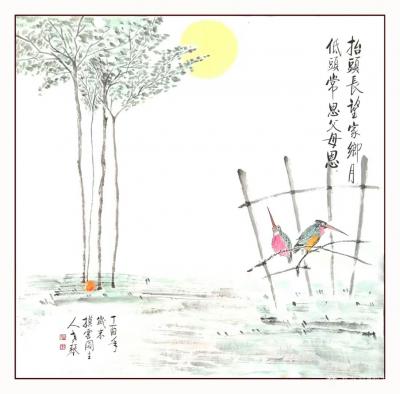 秦发艺日记-国画动物画
抬头长望家乡月，
低头常思父母恩。
【老琴表意画】【图1】