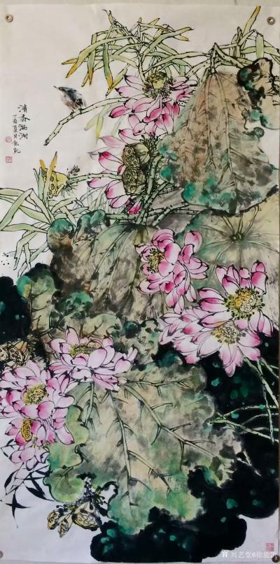 徐能凯日记-国画花鸟画《清香满湖》，尺寸69*140cm【图1】