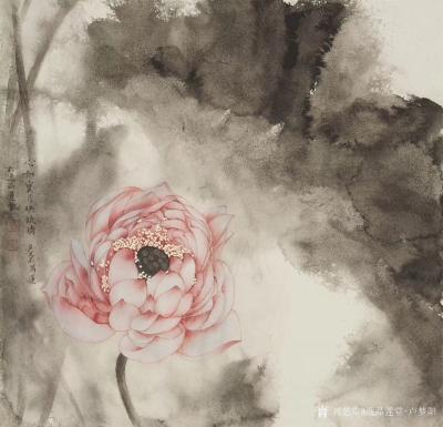 逸品莲堂-卢梦阳日记-吴文莉老师国画荷花作品一组，《如意》《慧心》《心如宝月映琉璃》
莲花表示由烦恼【图4】