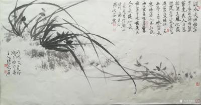 张大石日记-分享几幅国画山水花鸟小品画《兰草》
溪水长涵幽草芳，春溪露滴兰叶光。美人日暮采【图4】