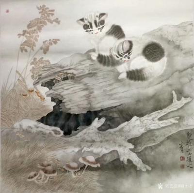 柳士才日记-国画动物画猫系列，《双雄》《童趣图》
引路靠贵人，走路靠自己，成长靠学习，成就【图1】
