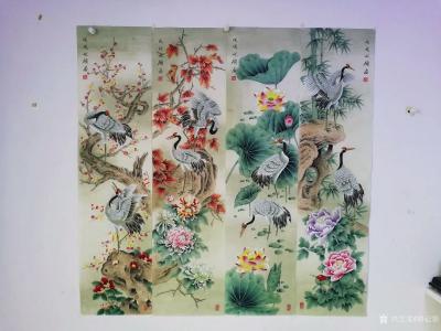 胡记领收藏-红木家具配上我的画，奢华有内涵，不失品味。胡记领工笔绘画感谢你的支持与厚爱。【图3】