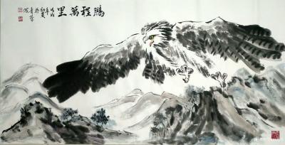 田光荣日记-完成三个订单四幅作品。国画鹰《鹏程万里》，花鸟画：《大吉祥》，《秋实丰硕》，《花【图1】