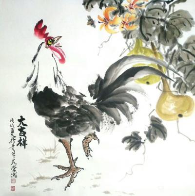 田光荣日记-完成三个订单四幅作品。国画鹰《鹏程万里》，花鸟画：《大吉祥》，《秋实丰硕》，《花【图4】