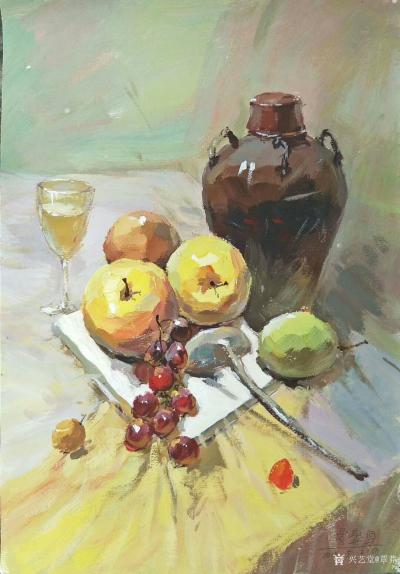 覃莽日记-画水粉画越来越过瘾，画了一幅又一幅。炉火纯青，信手拈来，力求完美是我画画的目标。【图1】