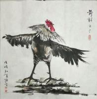 艺术家刘协文日记:新创作的国画写意动物画～鸡。舞动系列，灵动和创新，首发三幅作【图1】