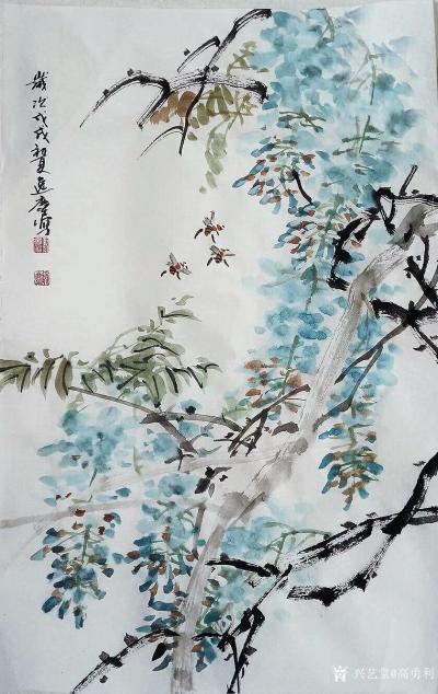 高勇利日记-国画花鸟画《龝韻》，四呎四開，68*33CM，軟片未裝裱。
最近畫山水沒感覺了【图5】