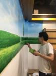 周海波日志-在深圳阳光湾畔，田园风光壁画开始施工，每个画家都是虔诚的背影【图3】