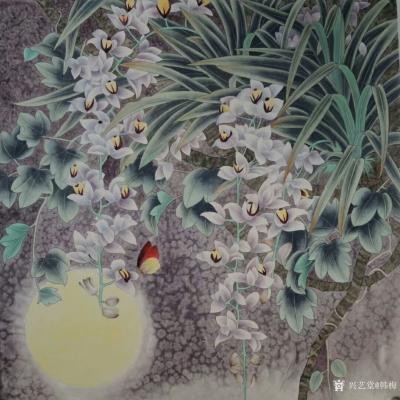 韩梅日记-我爱幽兰异众芳，不将颜色媚春阳。四尺斗方工笔画兰花《幽谷兰香》，新作完成，请欣赏【图1】