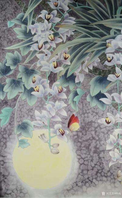 韩梅日记-我爱幽兰异众芳，不将颜色媚春阳。四尺斗方工笔画兰花《幽谷兰香》，新作完成，请欣赏【图3】