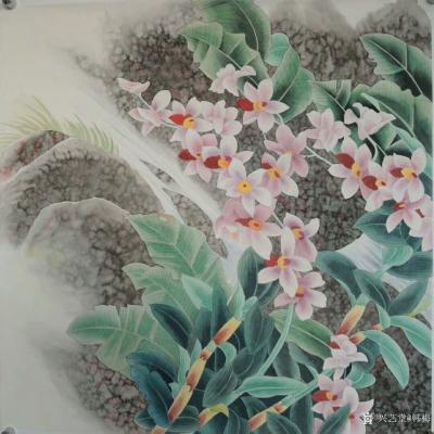 韩梅日记-我爱幽兰异众芳，不将颜色媚春阳。四尺斗方工笔画兰花《幽谷兰香》，新作完成，请欣赏【图4】