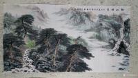 艺术家张喜才日记:国画山水画《松山劲秀》，尺寸六尺正张97x180cm，欢迎交【图0】