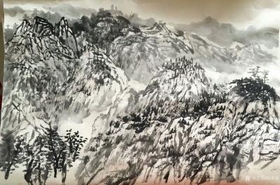 陈秀梅日记-昨天早上七点多我们几位老师约好去贺兰山苏峪口里面写生，对面大山心灵深处在呐喊着，【图4】