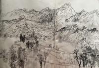 艺术家陈秀梅日记:昨天早上七点多我们几位老师约好去贺兰山苏峪口里面写生，对面大【图5】