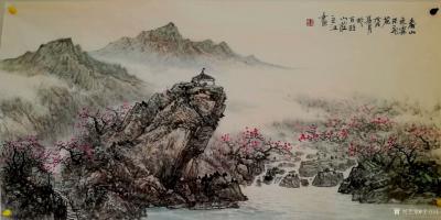 于立江日记-国画山水画新作一组，四尺作品四幅，《春江泛舟图》，《春山无处不飞花》，《春江水暖【图1】