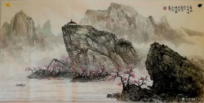 于立江日记-国画山水画新作一组，四尺作品四幅，《春江泛舟图》，《春山无处不飞花》，《春江水暖【图2】