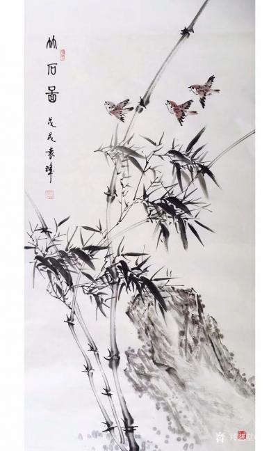袁峰日记-近期国画花鸟画作品《富贵吉祥》，《玉兰笑对艳阳天，春光占尽倍增妍》，《竹石图》
【图6】