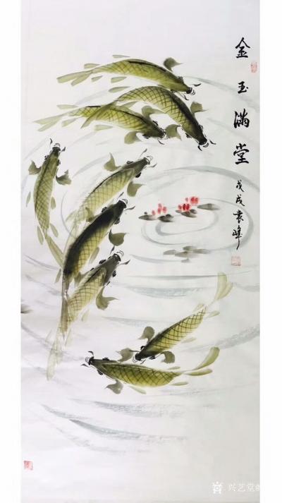 袁峰日记-近期国画花鸟画~鱼系列作品，写意《金玉满堂》，《六顺图》，请欣赏。【图7】