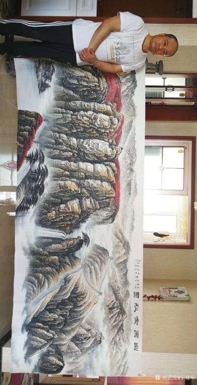 宁建华日记-国画彩墨山水画《幽燕金秋图》，尺寸120*300cm，献给老师们欣赏指导【图1】
