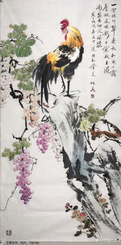 王君永日记-国画花鸟画近作
《一架琅玕翠蔓长，秋风吹露压银床，珠影光寒凝玉液，冰系杳细徙瑶【图1】