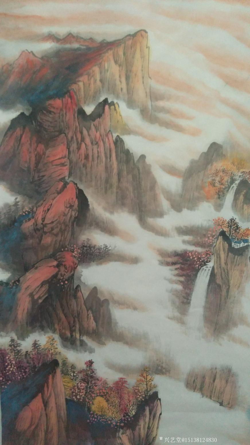 15138124830国画作品《山行》【图1】