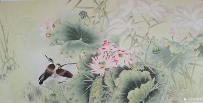 韩梅日记-小荷才露尖尖角，早有蜻蜓立上头。四尺整张工笔荷花《荷塘清趣》，请欣赏。【图3】