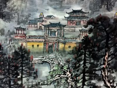 刘应雄日记-娄底新化采风写生作品《大熊山神韵》。画面以娄底市蚩尤屋埸、大熊山景观为素材进行创【图4】