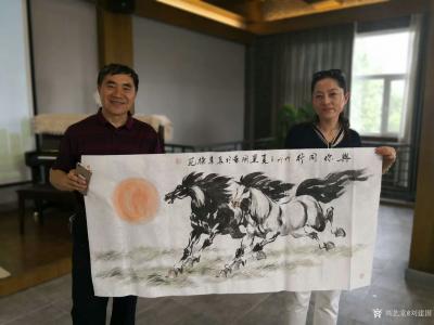 刘建国日记-朝阳区‘’长春德苑”笔会作品《马到成功》，《与你同行》，《雄风》，合影留念。【图2】