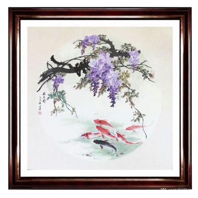 徐建清日记-国画花鸟画《群英图》1幅，山水画斗方《松山云泉》两幅。都说装裱如穿衣，果然是啊！【图3】