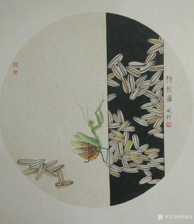 傅斌科日记-创意画《得利图》，《得菜图》，《有缘而来》，尺寸66*66cm。【图4】