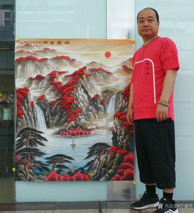 宁建华日记-国画彩墨山水画《鸿运当头》，尺寸130*110cm，送给老师们欣赏指导【图2】