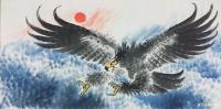 艺术家刘慧敏日记:国画动物画，雄鹰一组3幅，尺寸69*139cm。敬请欣赏，欢【图0】