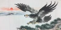 艺术家刘慧敏日记:国画动物画，雄鹰一组3幅，尺寸69*139cm。敬请欣赏，欢【图1】