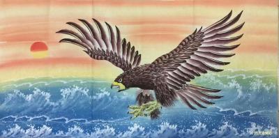 刘慧敏日记-国画动物画，雄鹰一组3幅，尺寸69*139cm。敬请欣赏，欢迎订制。【图3】