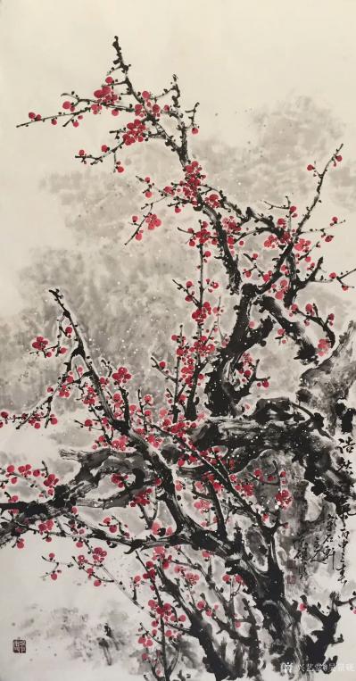 吴景砚日记-国画写意花鸟画新作《醉春》，《紫雪凝香》，《浩然正气》，请大家欣賞，感謝多年來朋【图5】