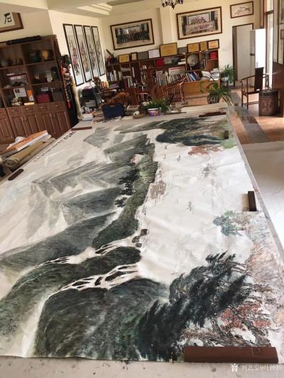 叶仲桥日记-这张《大地生辉》的大画，是由一位本土企业家订制的大画（装裱后4米88*2米68）【图3】