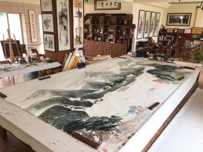 叶仲桥日记-这张《大地生辉》的大画，是由一位本土企业家订制的大画（装裱后4米88*2米68）【图4】