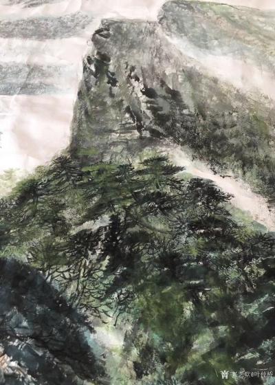 叶仲桥日记-这张《大地生辉》的大画，是由一位本土企业家订制的大画（装裱后4米88*2米68）【图6】