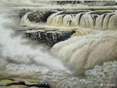 郝鹏云日记-国画山水画《母乳》。
纸质：檀皮单宣，水墨设色。
款识：母乳，戊戌夏鹏云。
【图2】