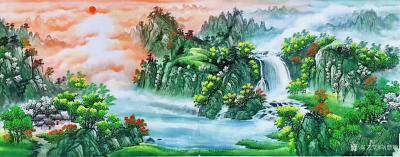 刘慧敏日记-旭日东升，盛夏之季，绿意最浓，江山如画，美不胜收。作绿夏系列山水画三幅，供欣赏，【图3】