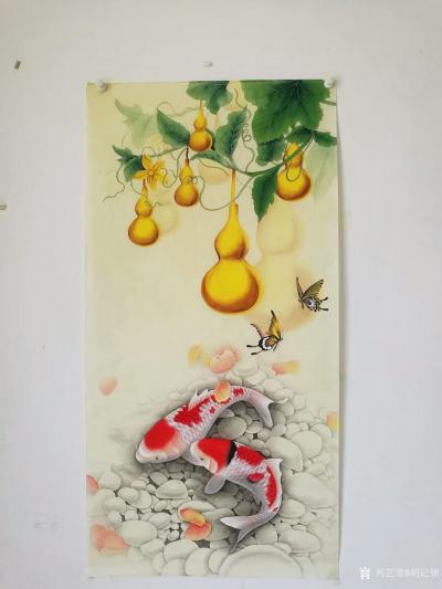 胡记领日记-客户来图定制工笔画《富贵吉祥》，尺寸68x138cm，请欣赏，欢迎来图订制【图2】